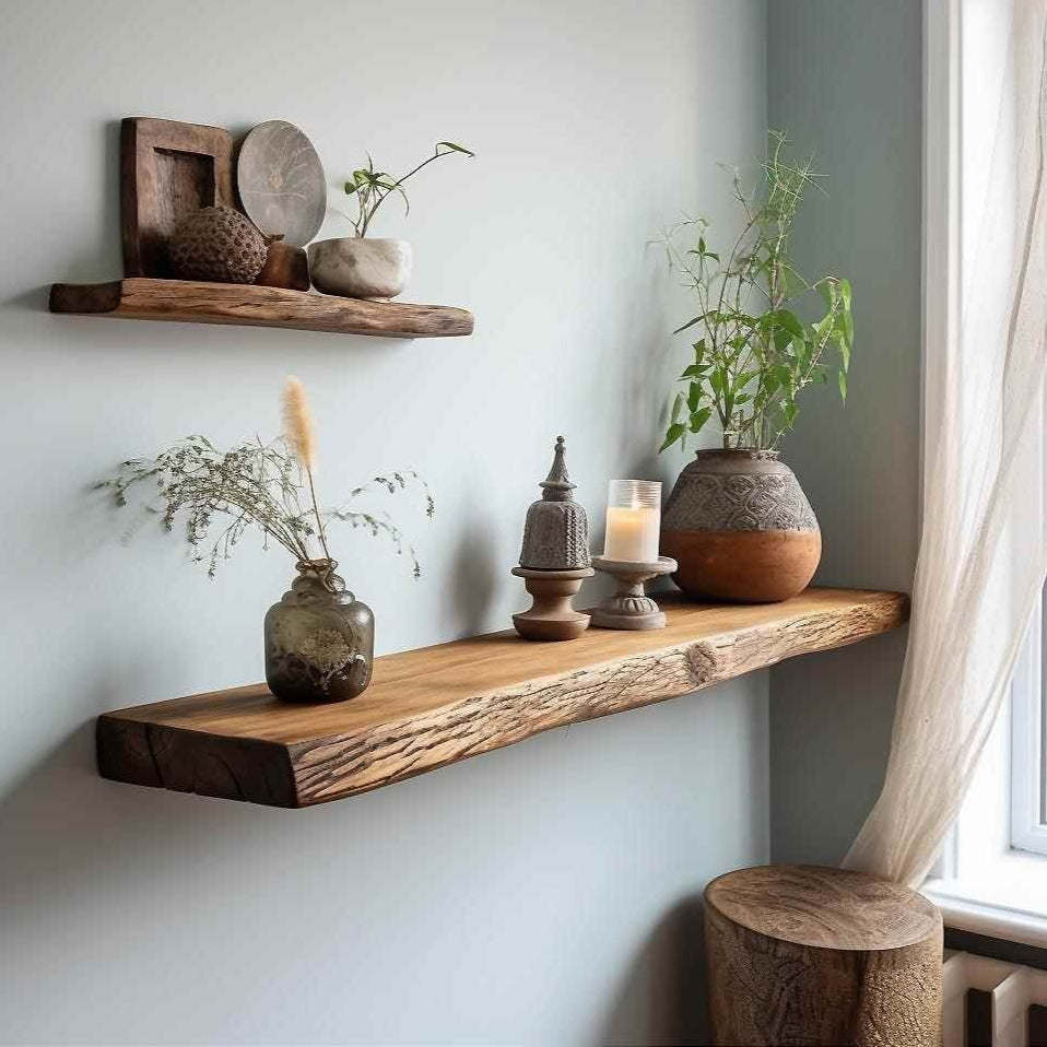 Vintage Original Solid Wood Corner Floating Shelf