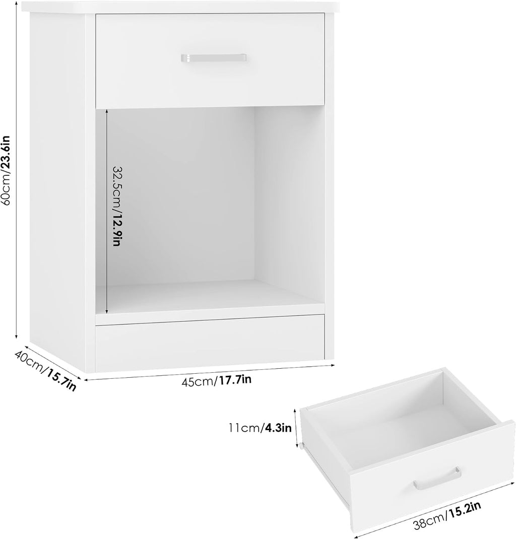 2-Pack White Storage Nightstands
