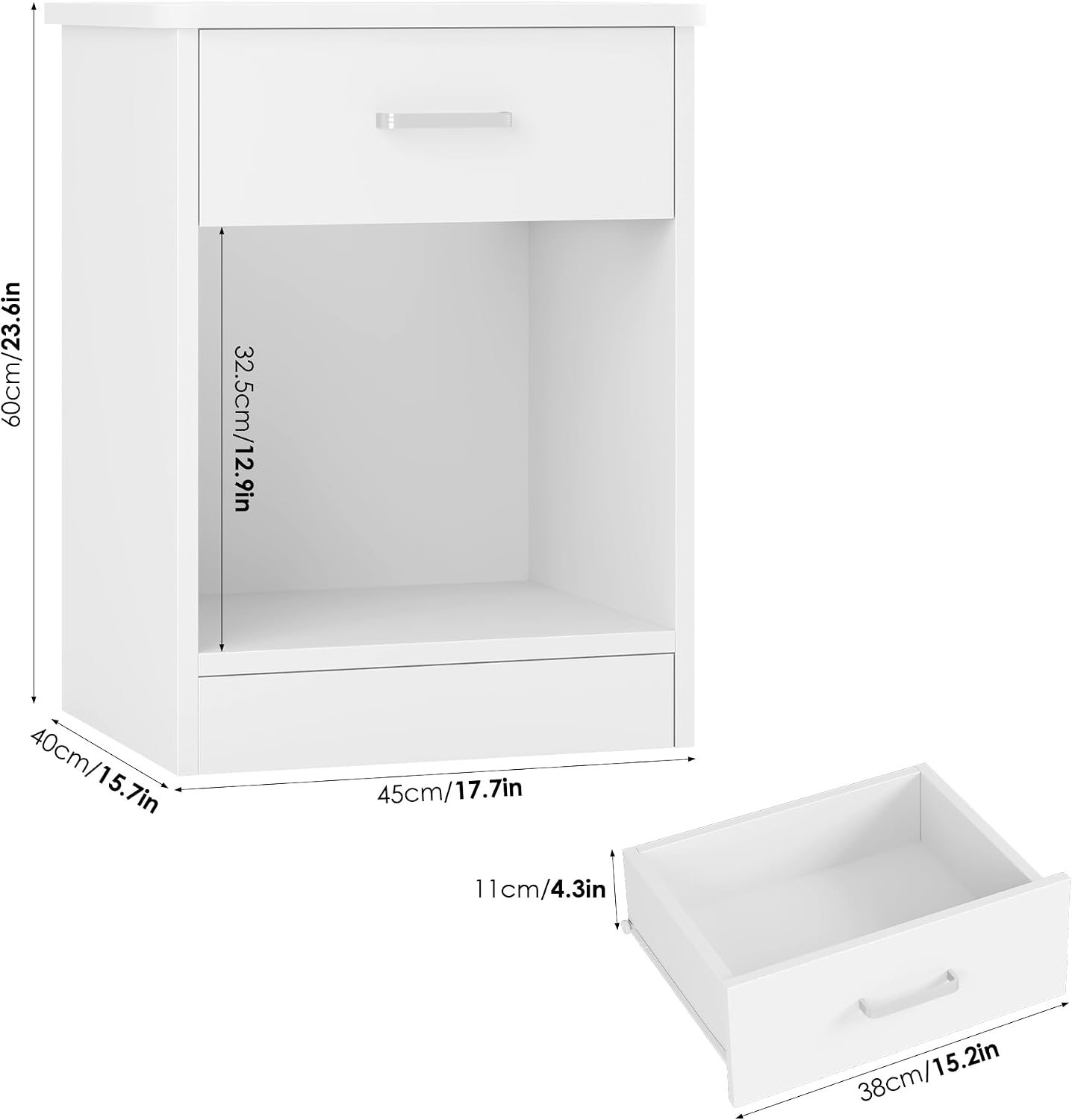 2-Pack White Storage Nightstands