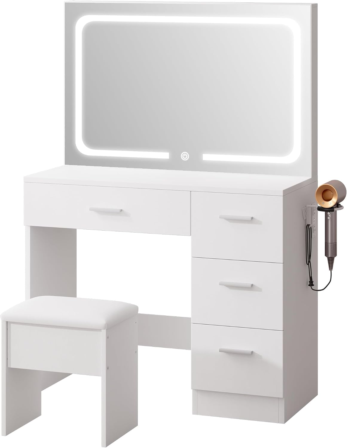 LED Mirror Charging Station Vanity Desk