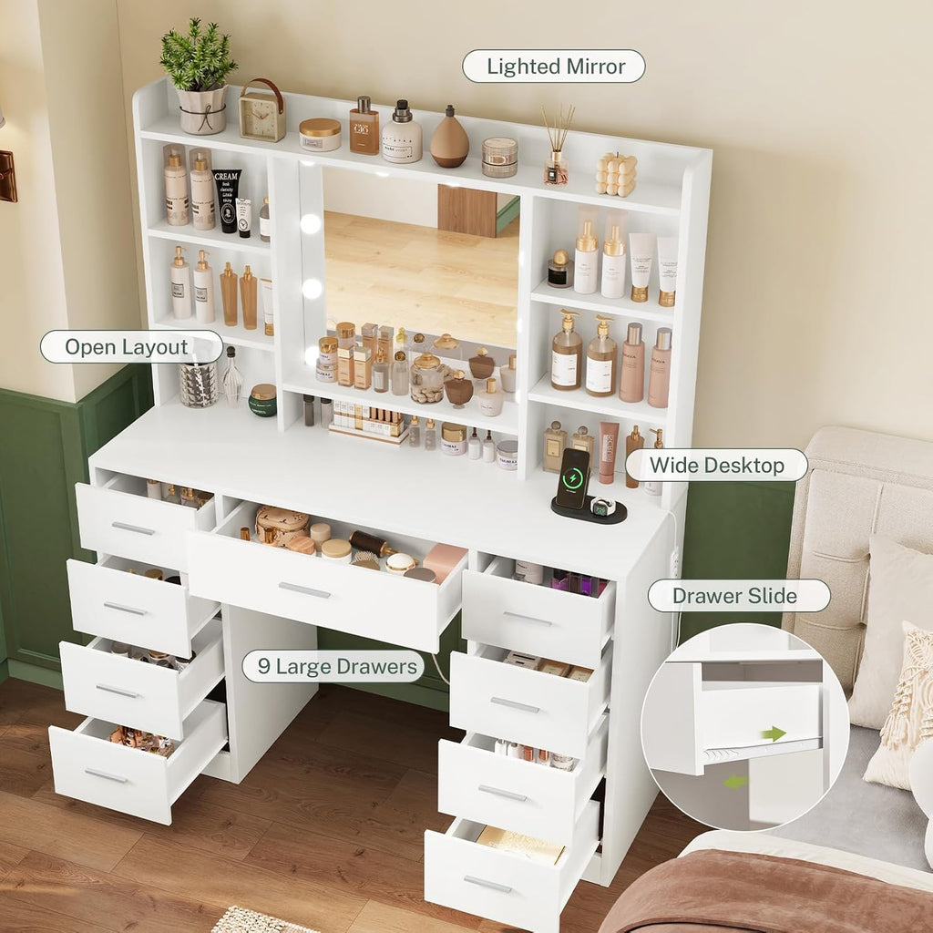 Lighted Mirror Makeup Vanity Desk