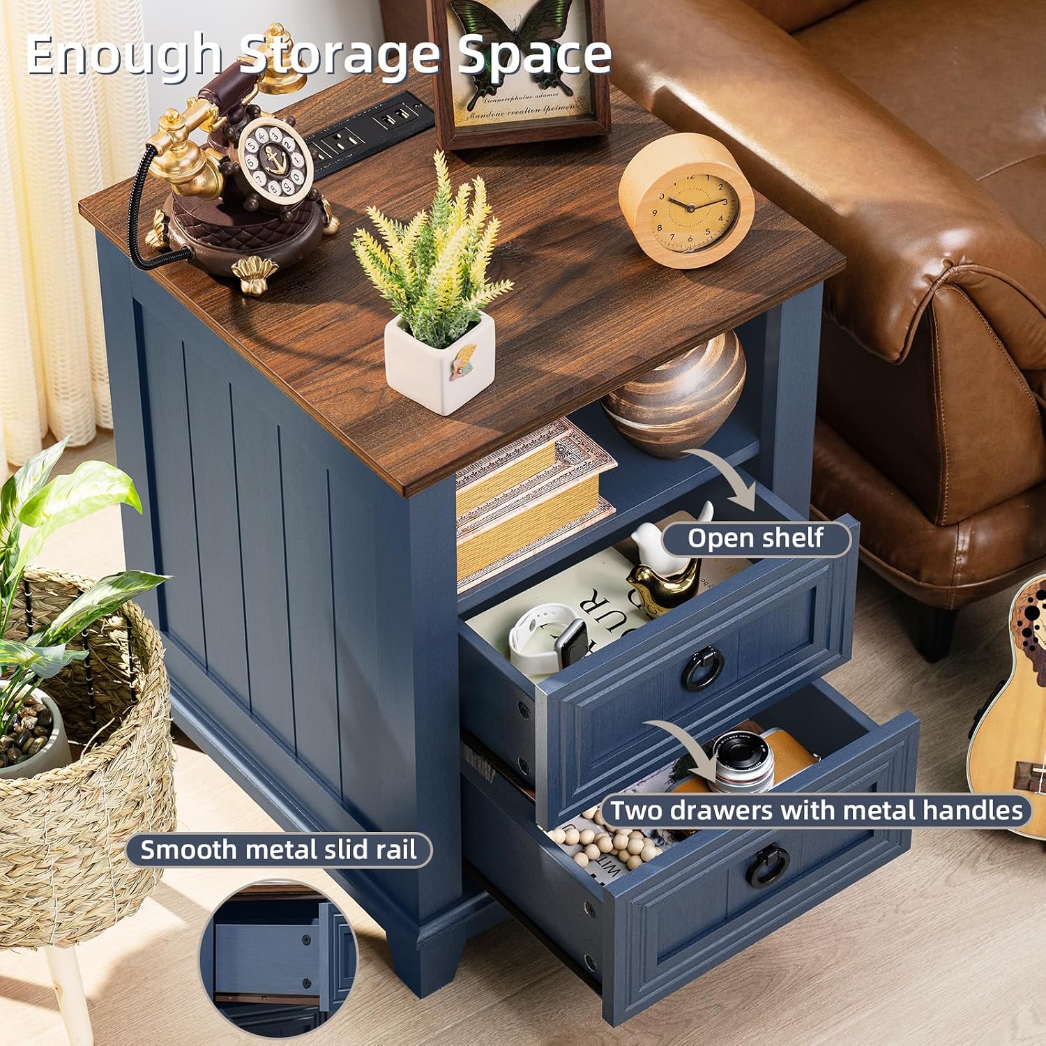 Farmhouse Charging Station Nightstand