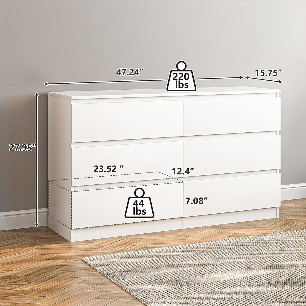 Vibe & Dine 6-Drawer White Storage Dresser