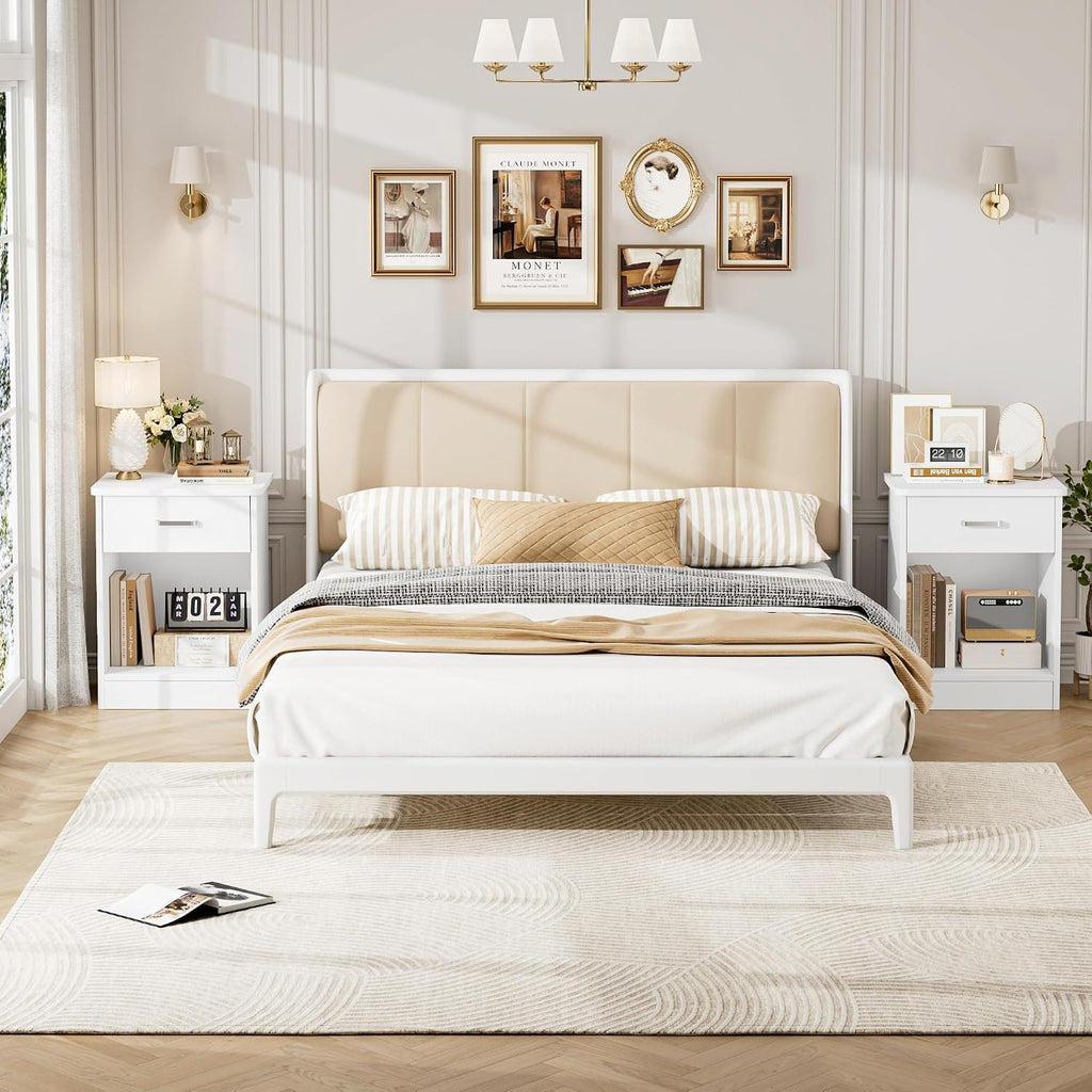 2-Pack White Storage Nightstands