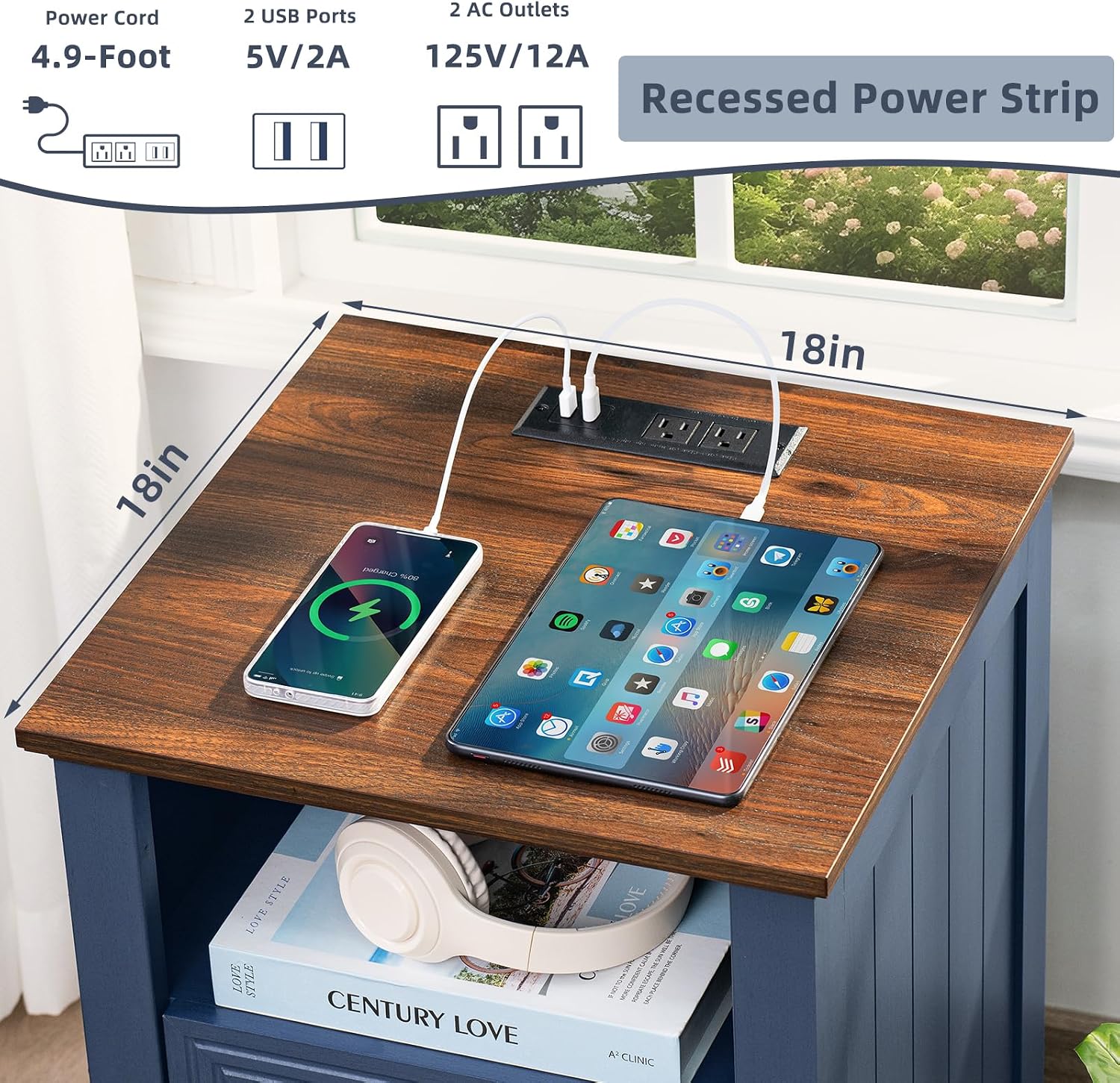 Farmhouse Charging Station Nightstand