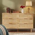 Modern Rattan 6-Drawer Wood Storage Dresser