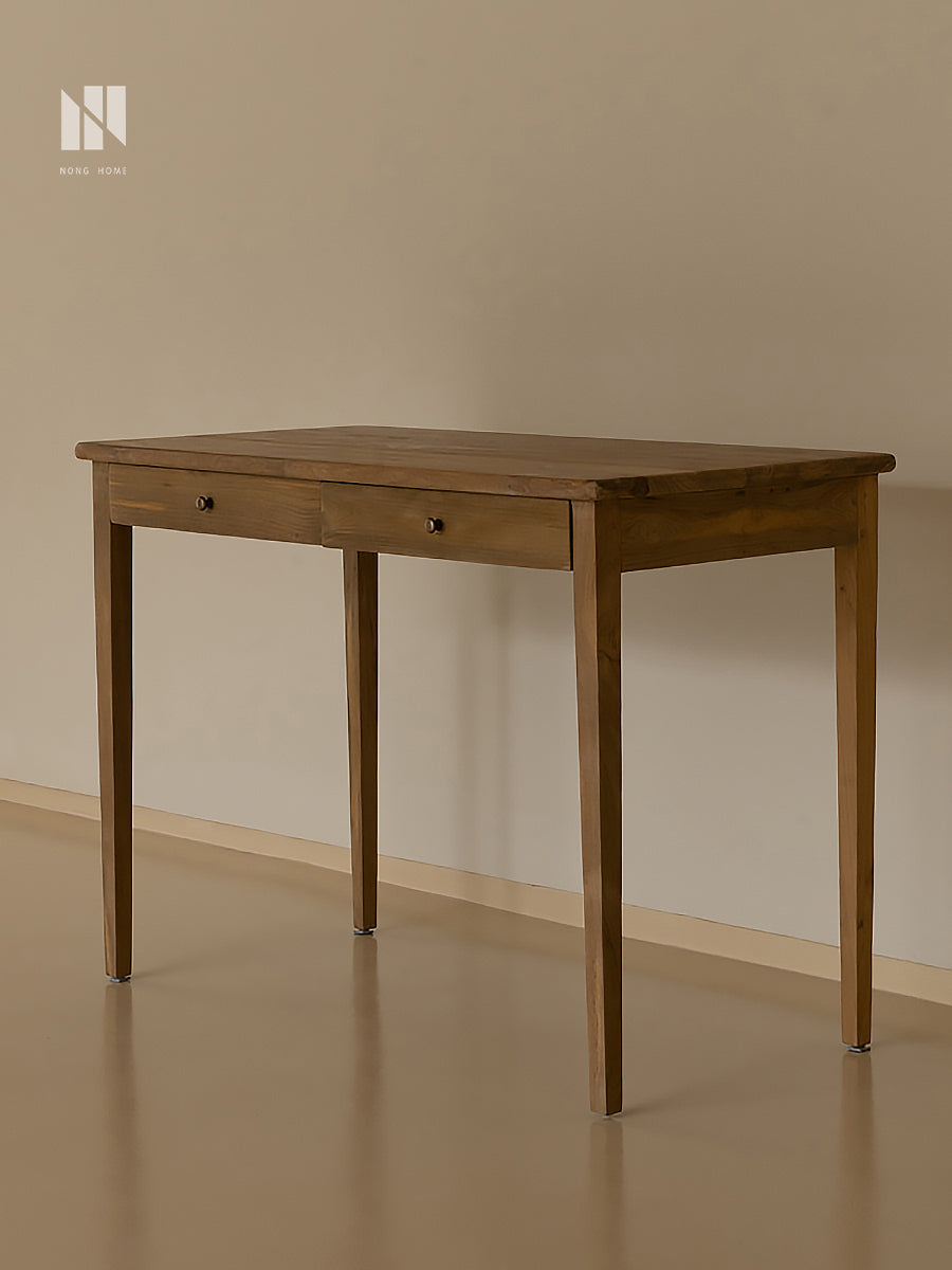Retro Minimalist Solid Wood Desk for Small Spaces