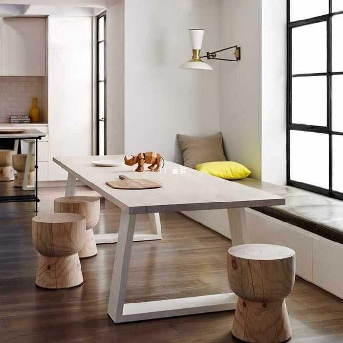 Retro Minimalist Rectangular Wooden and Iron Desk