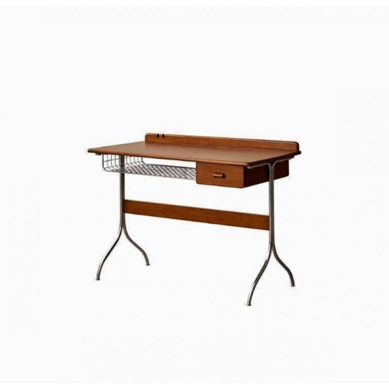 Retro Solid Wood Writing Desk with Drawer