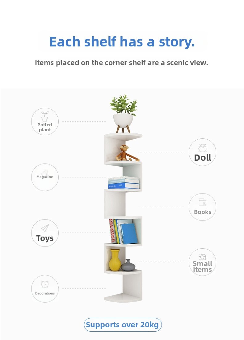 Corner Floating Multi-level Storage Rack