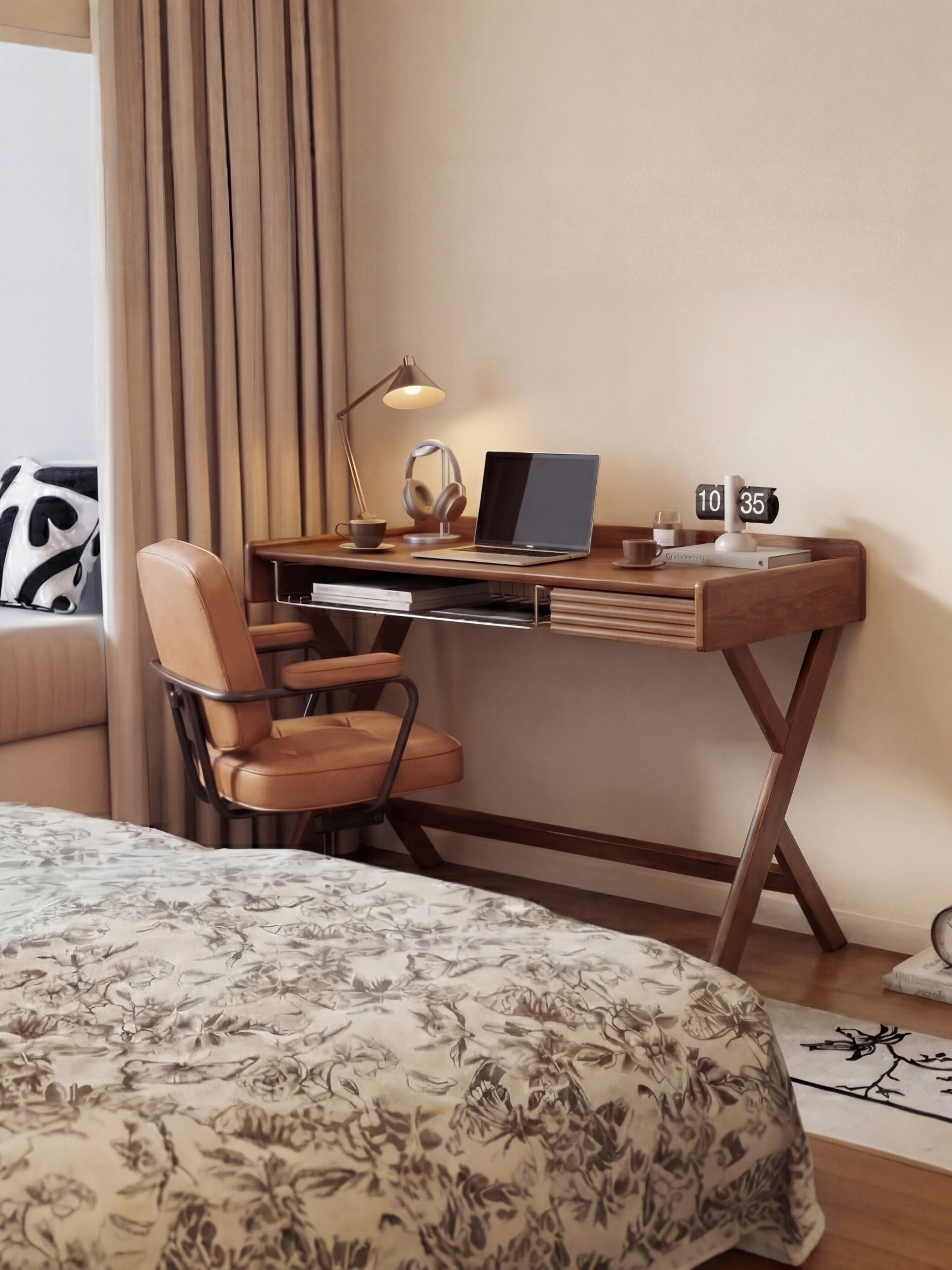 Retro Wooden Home Office Desk
