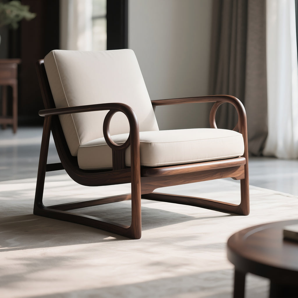 New Chinese Style Solid Walnut Single Leisure Chair