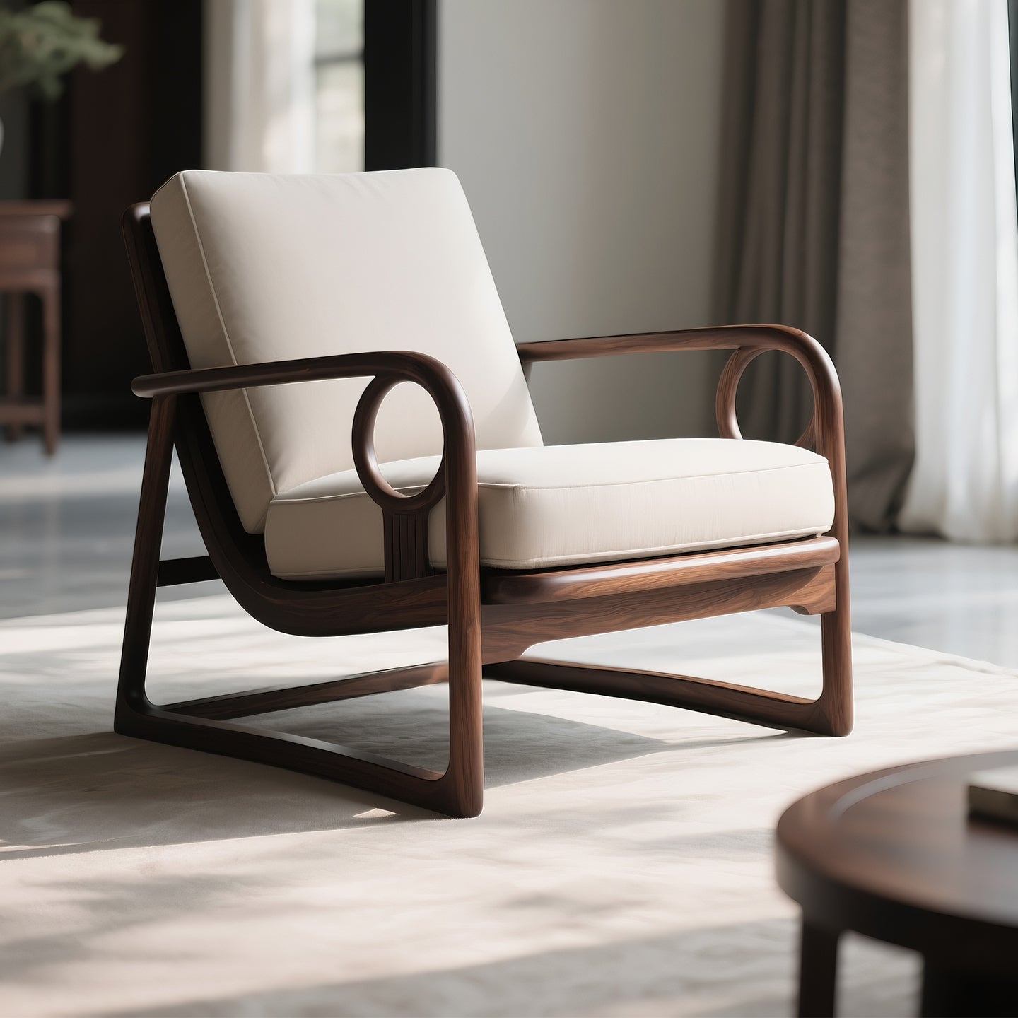 New Chinese Style Solid Walnut Single Leisure Chair