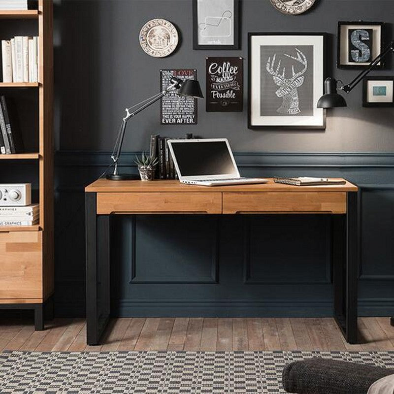 Retro Industrial Style Iron and Wood Desk With Drawer