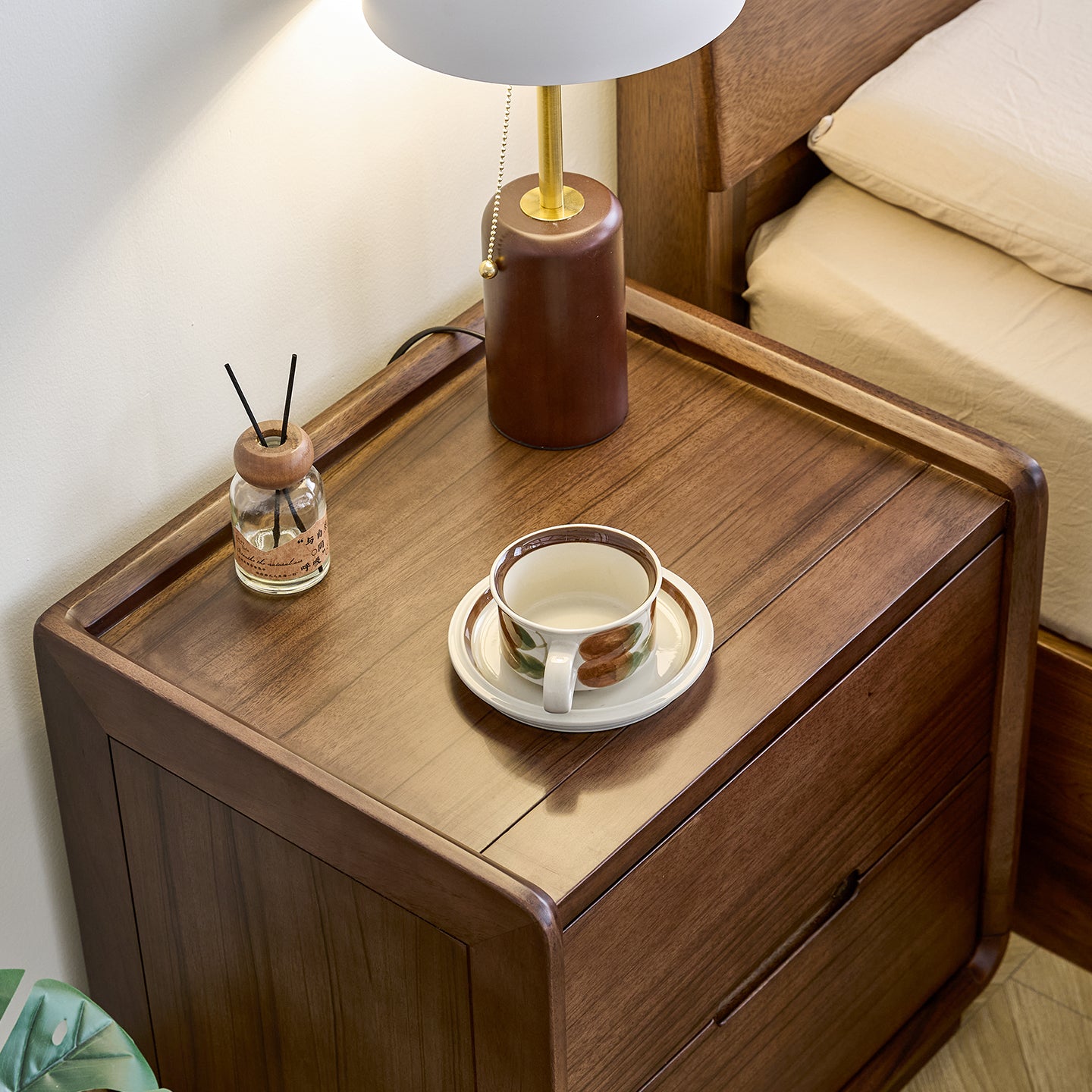 Nordic Solid Black Walnut Storage Nightstand