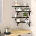 4-Pack Rustic Wood Floating Corner Shelves