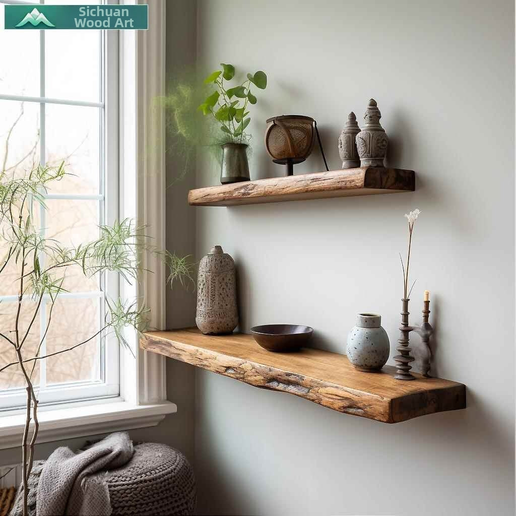 Vintage Original Solid Wood Corner Floating Shelf