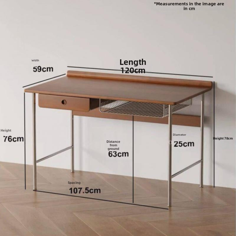 Retro Solid Wood Writing Desk with Drawer