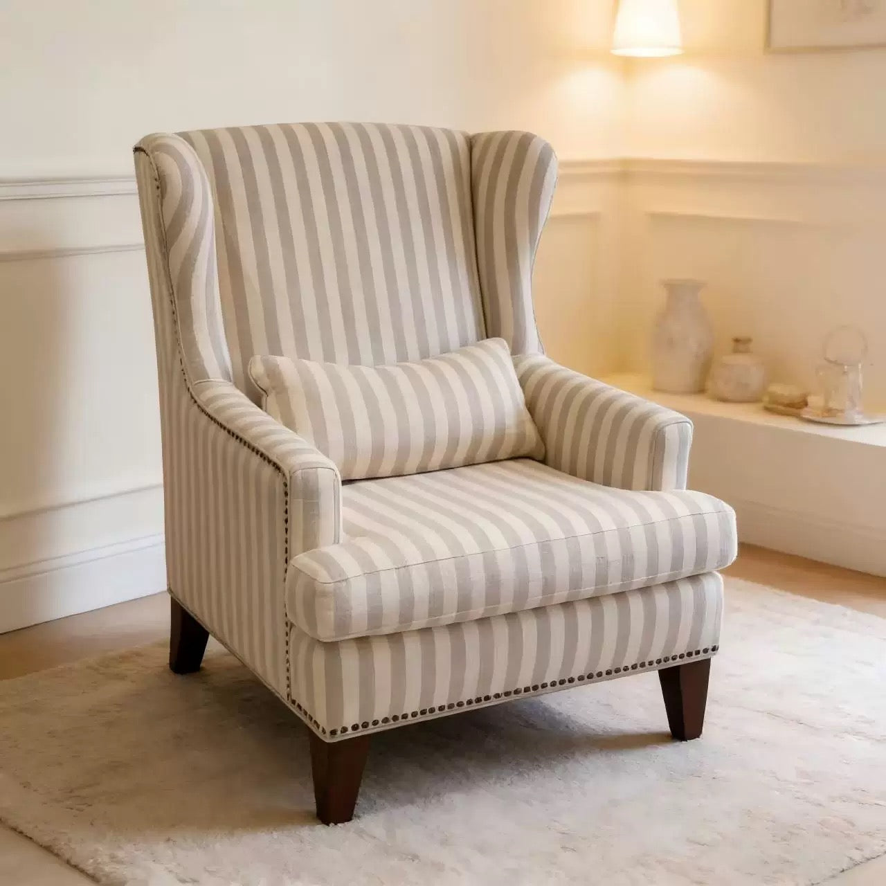 Rustic Vintage Cotton and Linen Single Sofa Chair