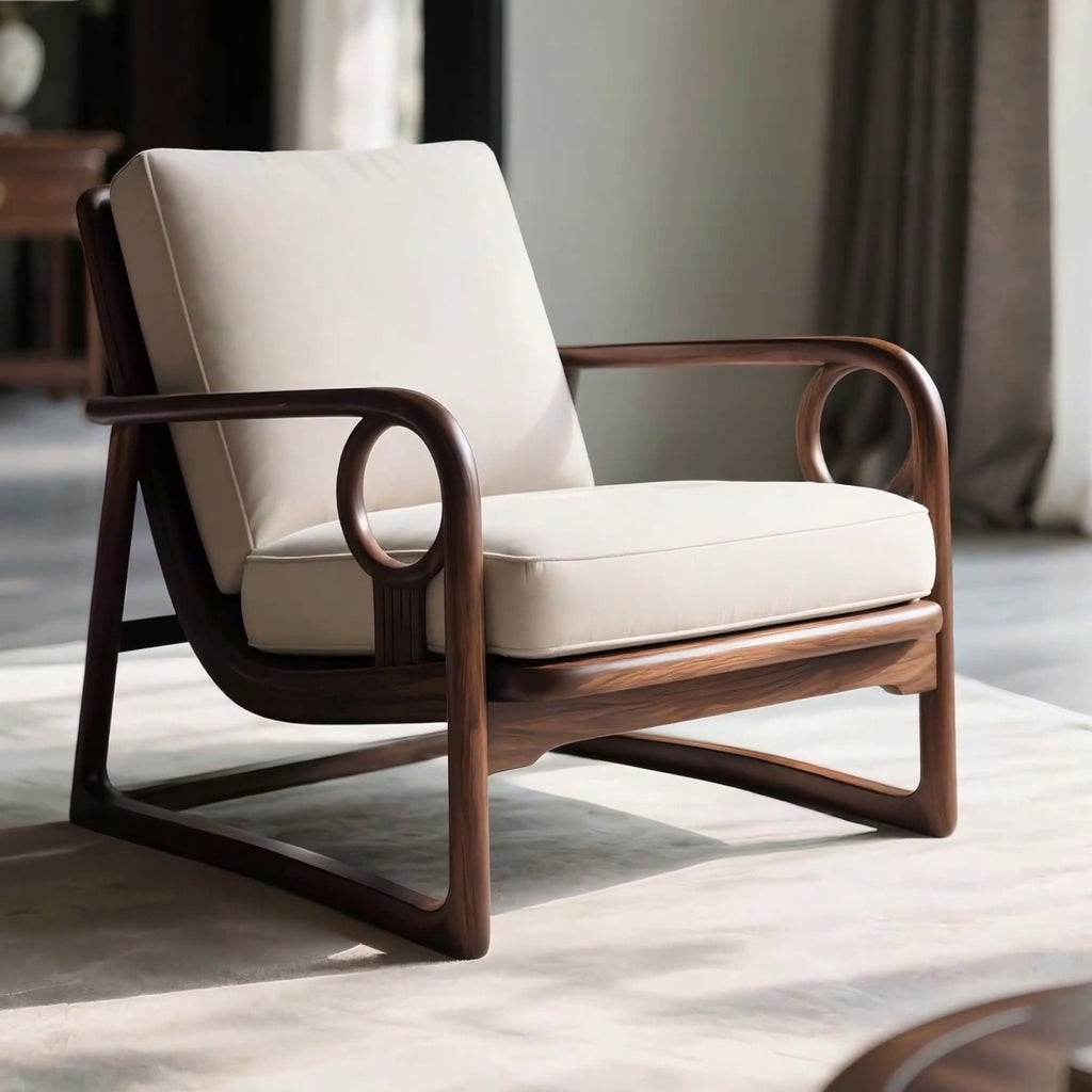 New Chinese Style Solid Walnut Single Leisure Chair