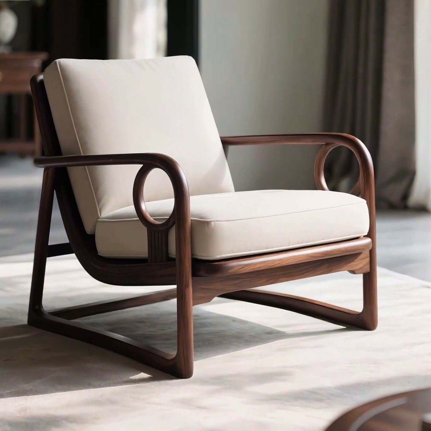 New Chinese Style Solid Walnut Single Leisure Chair