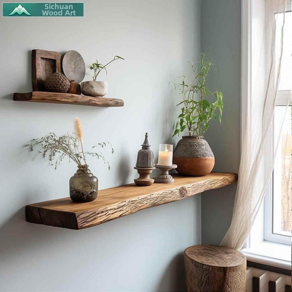 Vintage Original Solid Wood Corner Floating Shelf