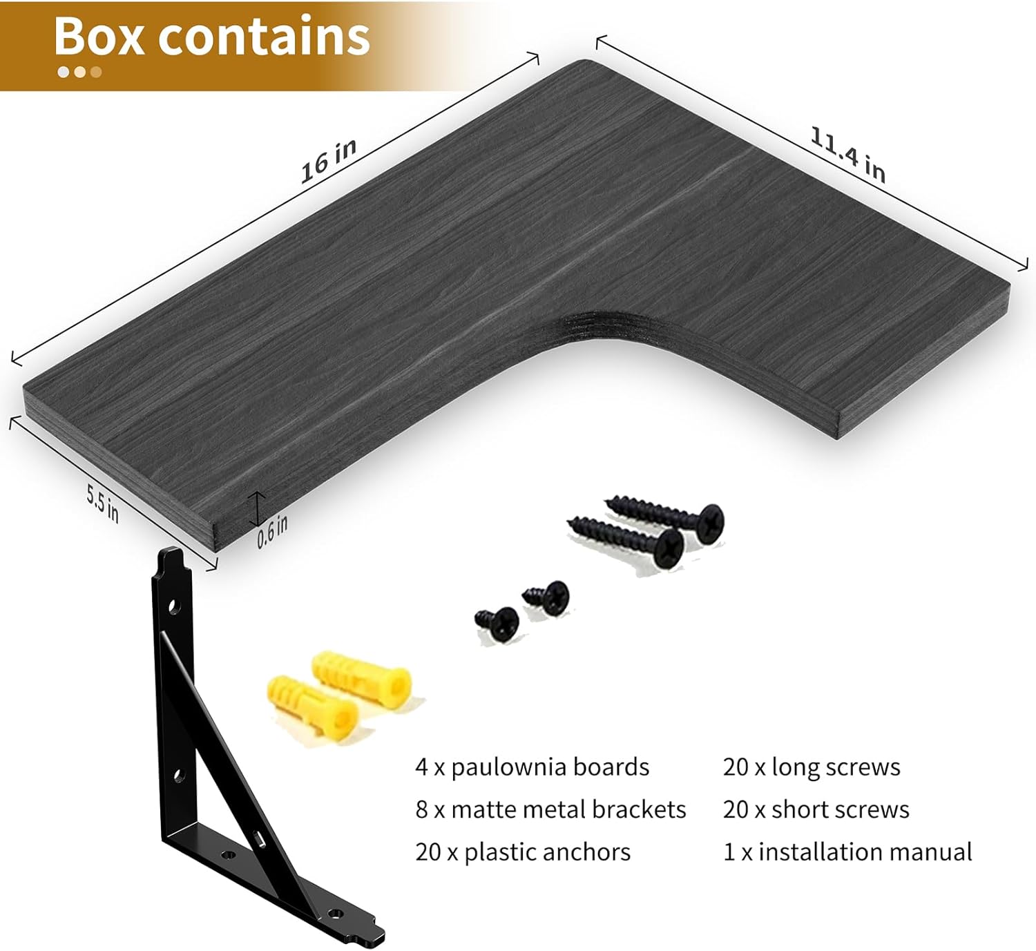 4-Pack Rustic Wood Floating Corner Shelves