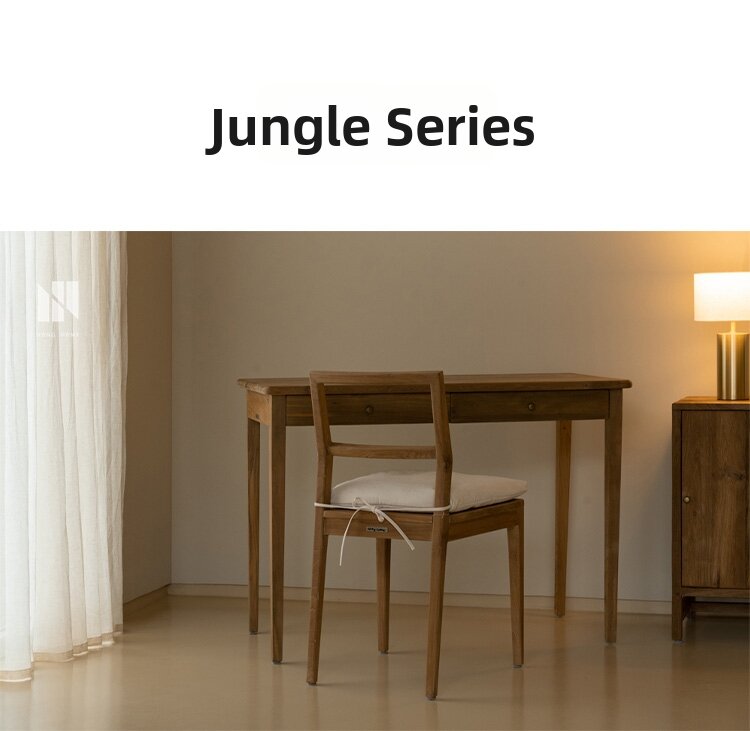 Retro Minimalist Solid Wood Desk for Small Spaces