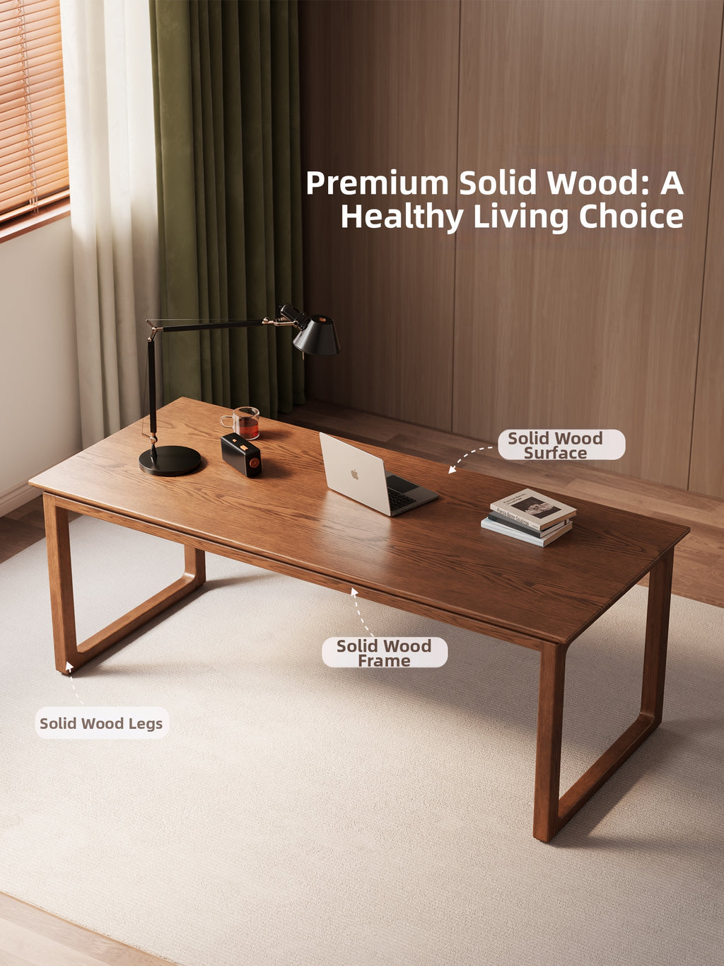 Vintage Style Large Desk for Two People