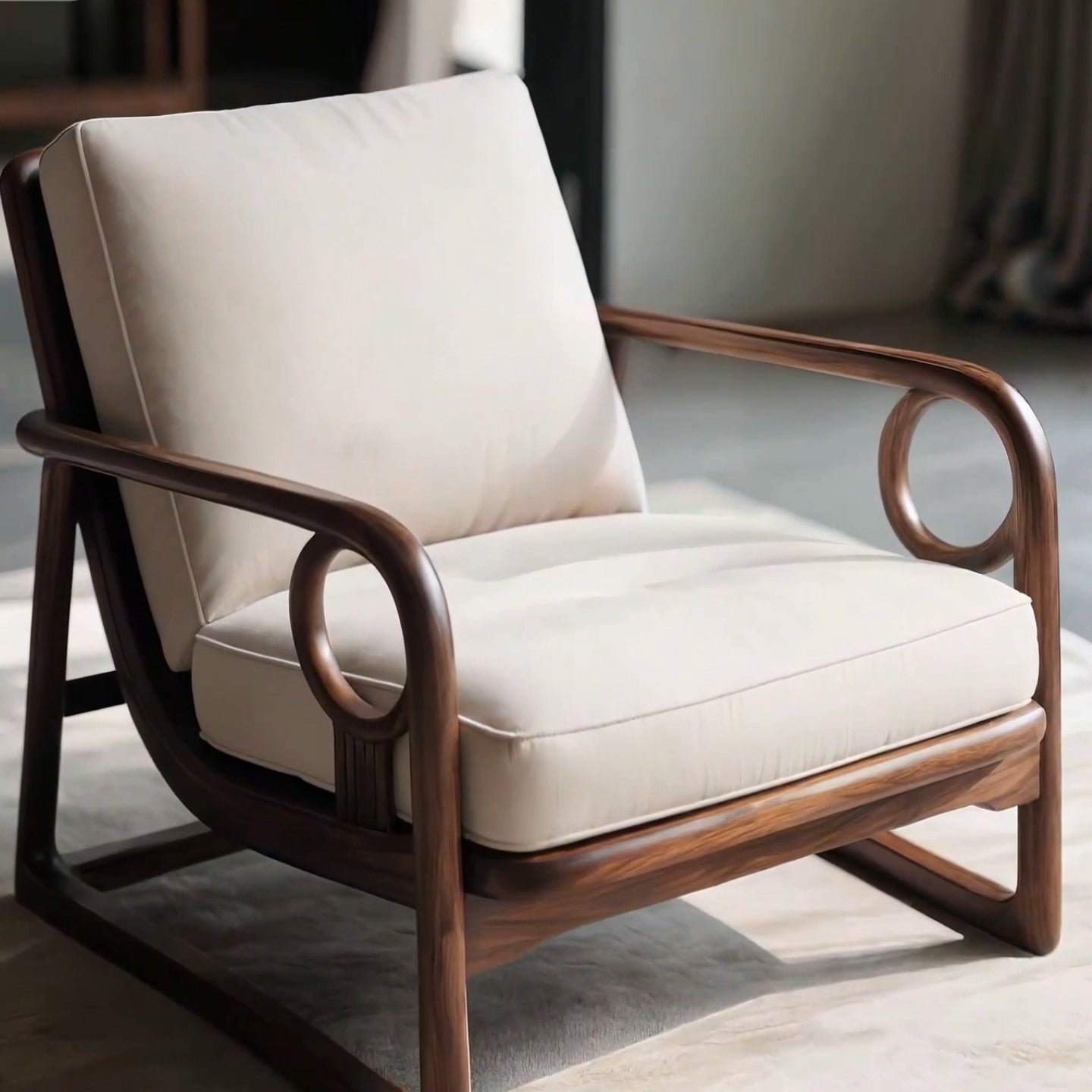 New Chinese Style Solid Walnut Single Leisure Chair