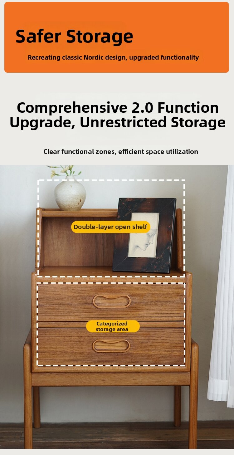 Nordic Vintage Storage Nightstand