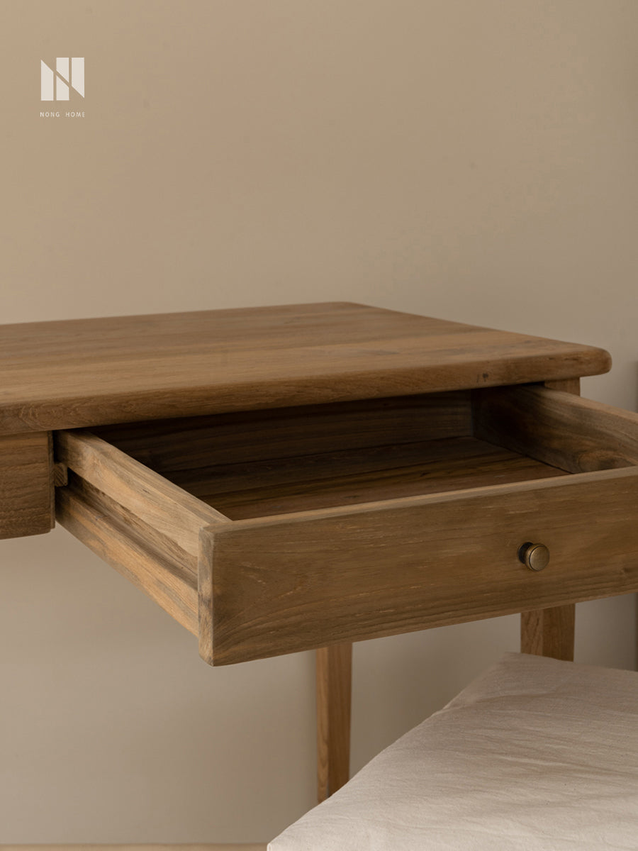 Retro Minimalist Solid Wood Desk for Small Spaces
