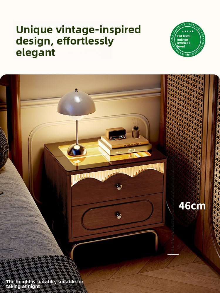 Retro Style Nightstand with Light Wooden