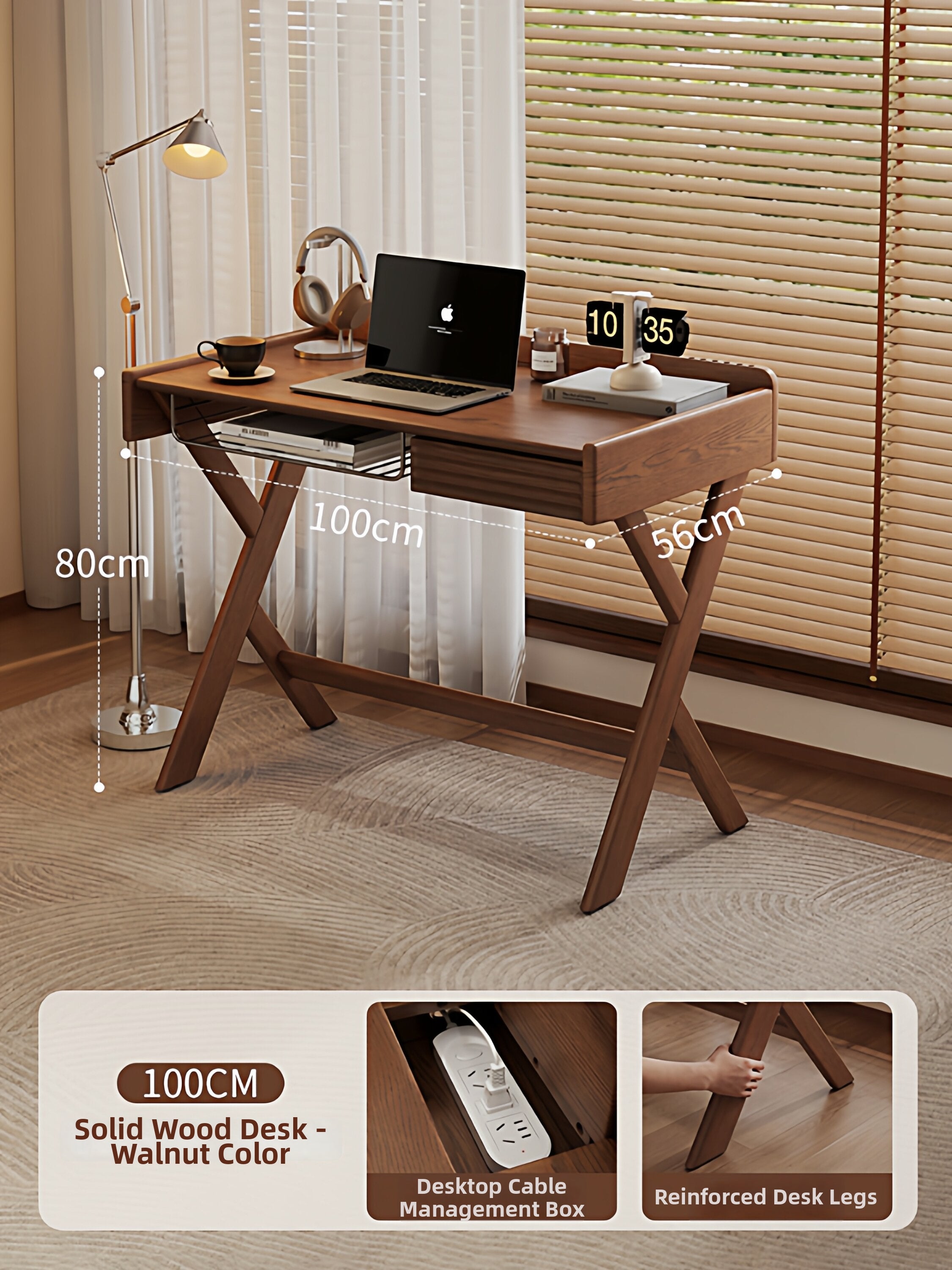 Retro Wooden Home Office Desk